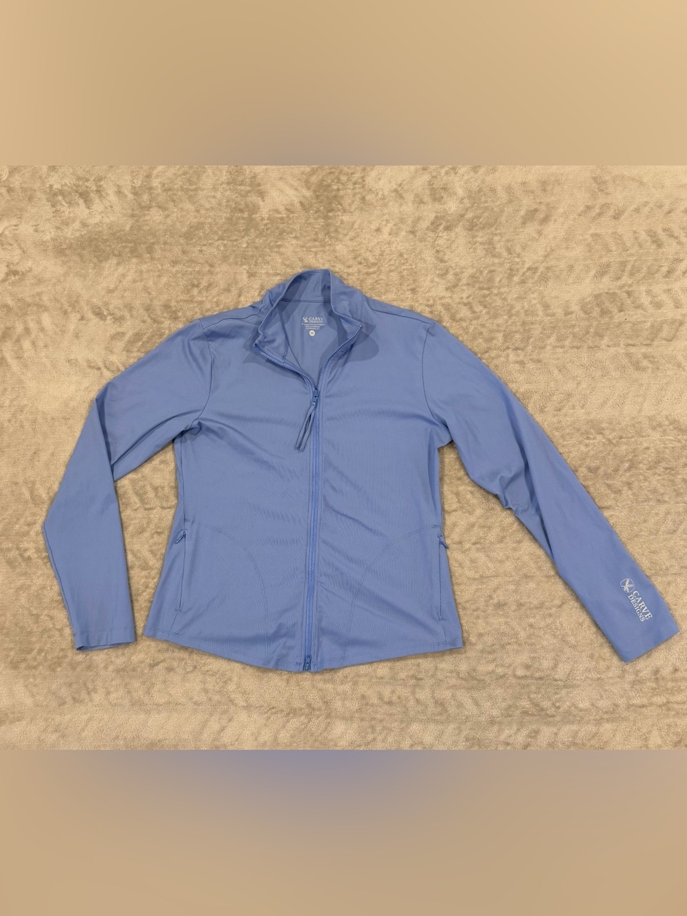 Carve Designs Blue Full Zip Athleisure Jacket Activewear Running Top Size M